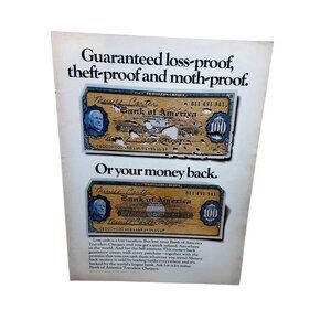 1970 Bank of America Travelers Cheques Vintage Print Ad Money Back